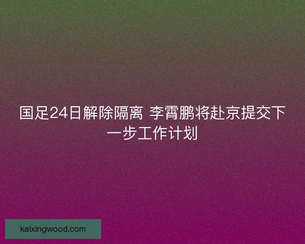 国足24日解除隔离 李霄鹏将赴京提交下一步工作计划